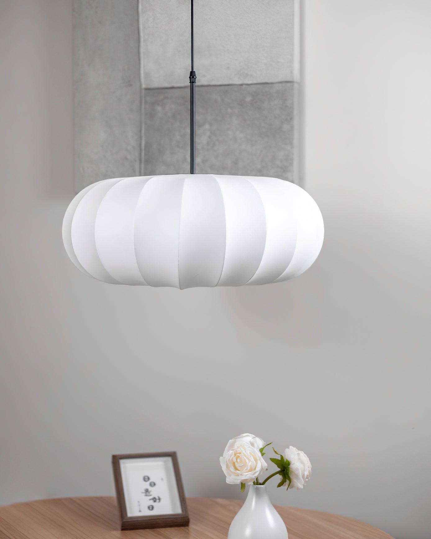 Simple Wabi-sabi White Lantern Fabric Pendant Lamp K744
