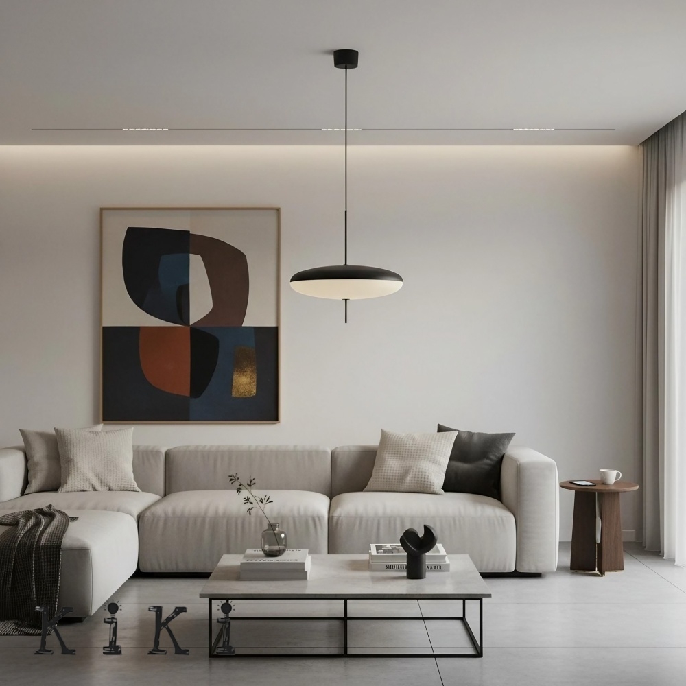 Minimalist Model 2065 Pendant Lamp - Oval Acrylic Lighting for Dining Room and Living Spaces