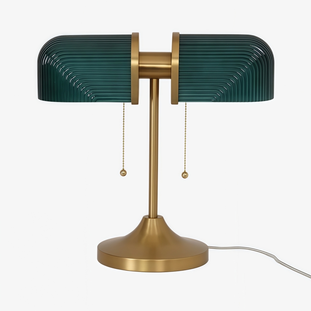 Aurebron Fluted Glass Table Lamp - Modern Decorative Metal Base Table Lamp for Living Room K2316