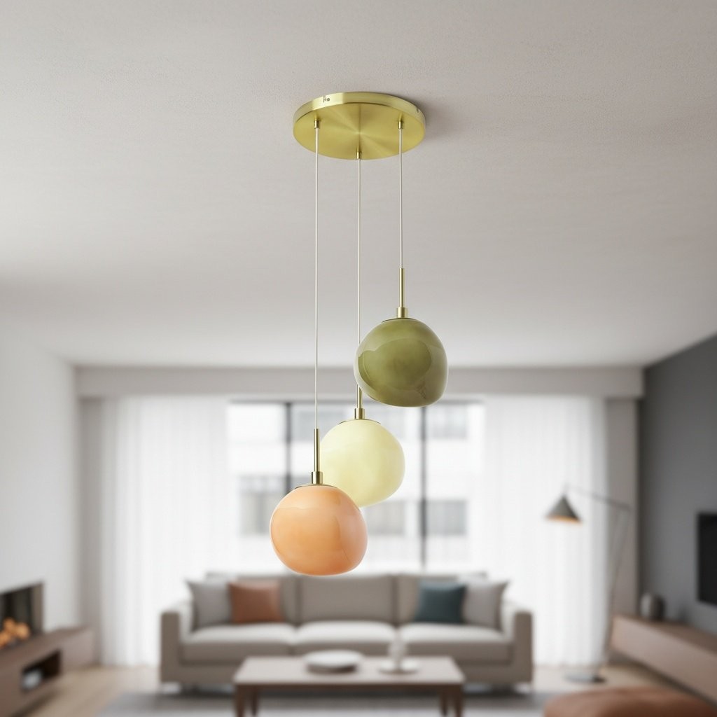 Artistic Multi-Color Glass Pendant – Minimalist Hanging Light for Living Room K1429