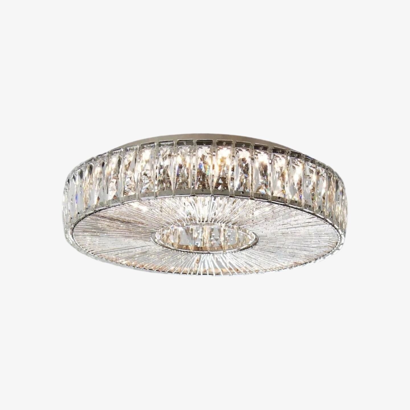 Glomar Glass Round Flush Ceiling Light - Modern Metal Glass Finish Living Areas K2119