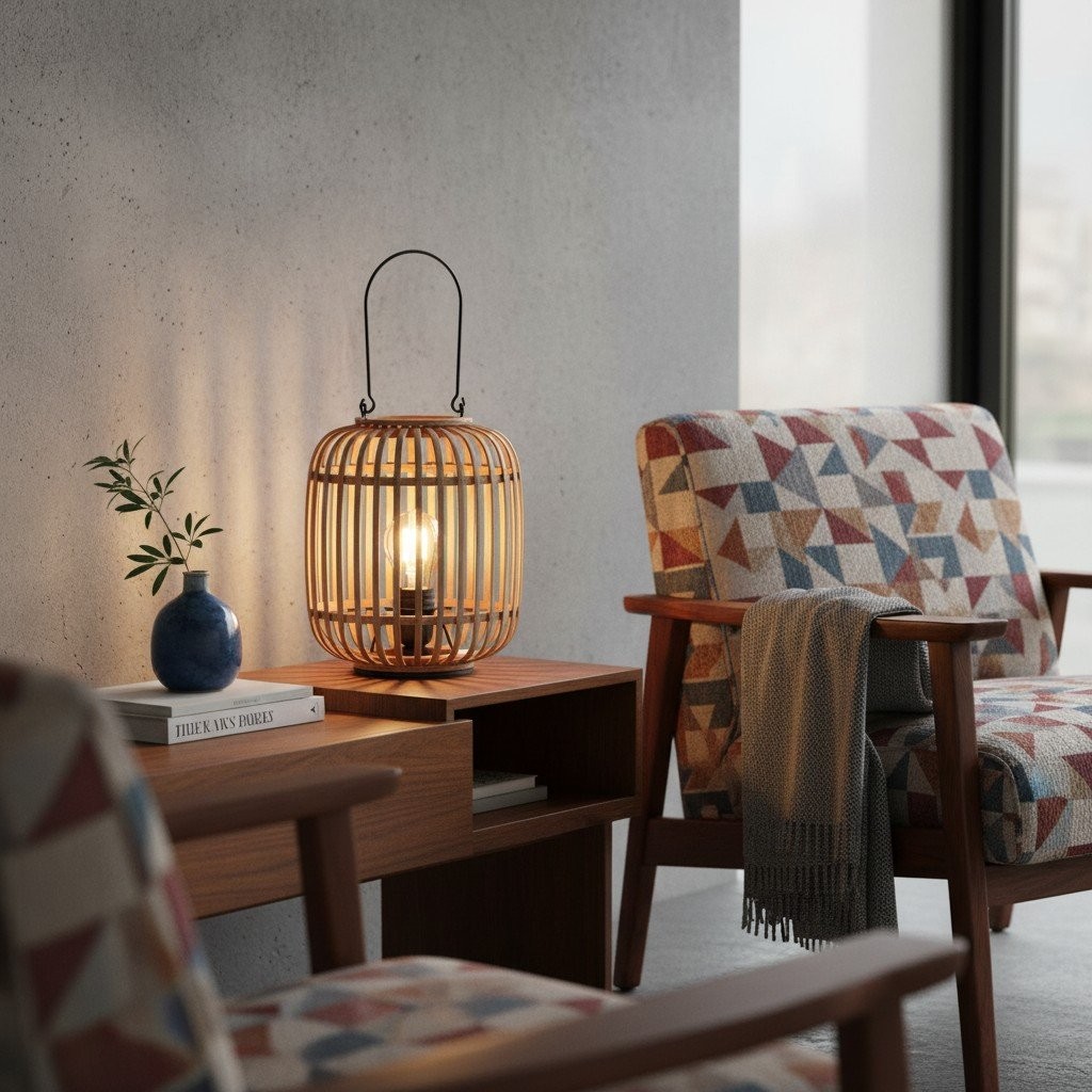 Yumeko Ambient Table Lamp - Open Bamboo Cage Design Stylish and Eco Friendly K1958
