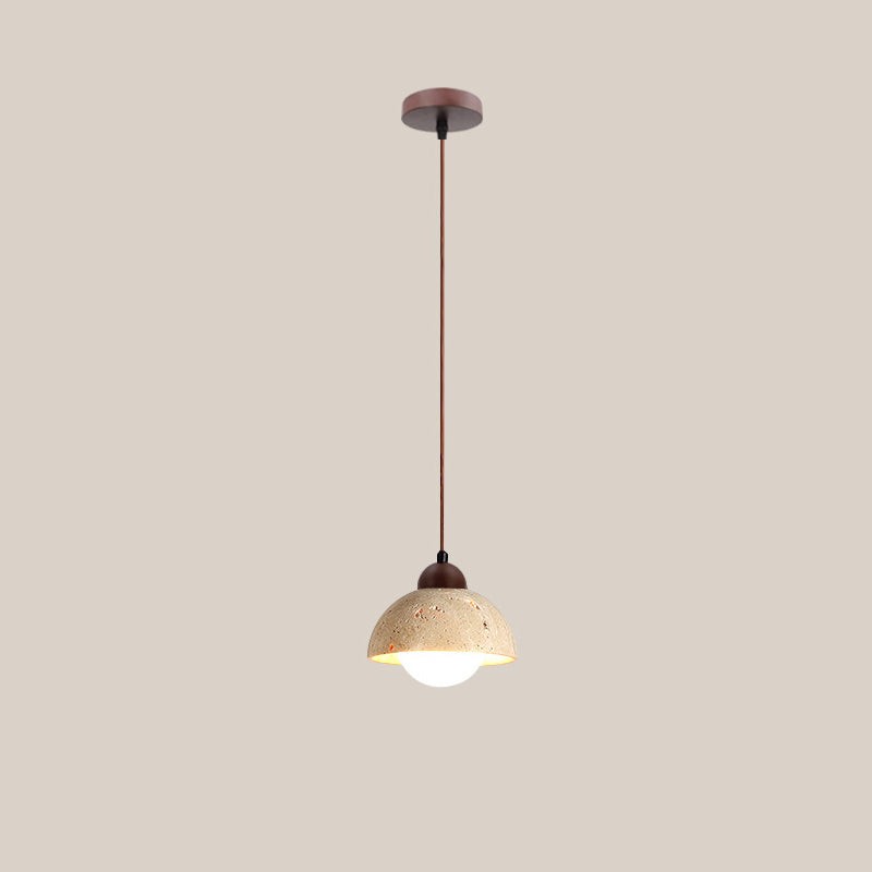 Traditional Japanese Travertine Wood Pendant Lamp K723