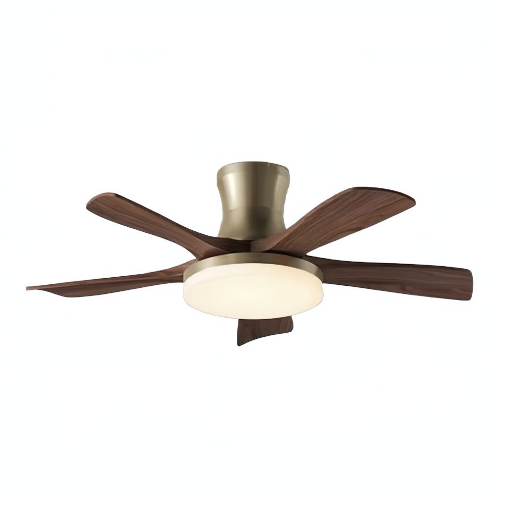 Retro Wooden Blades Ceiling Fan Light With Walnut Color Blades K1115