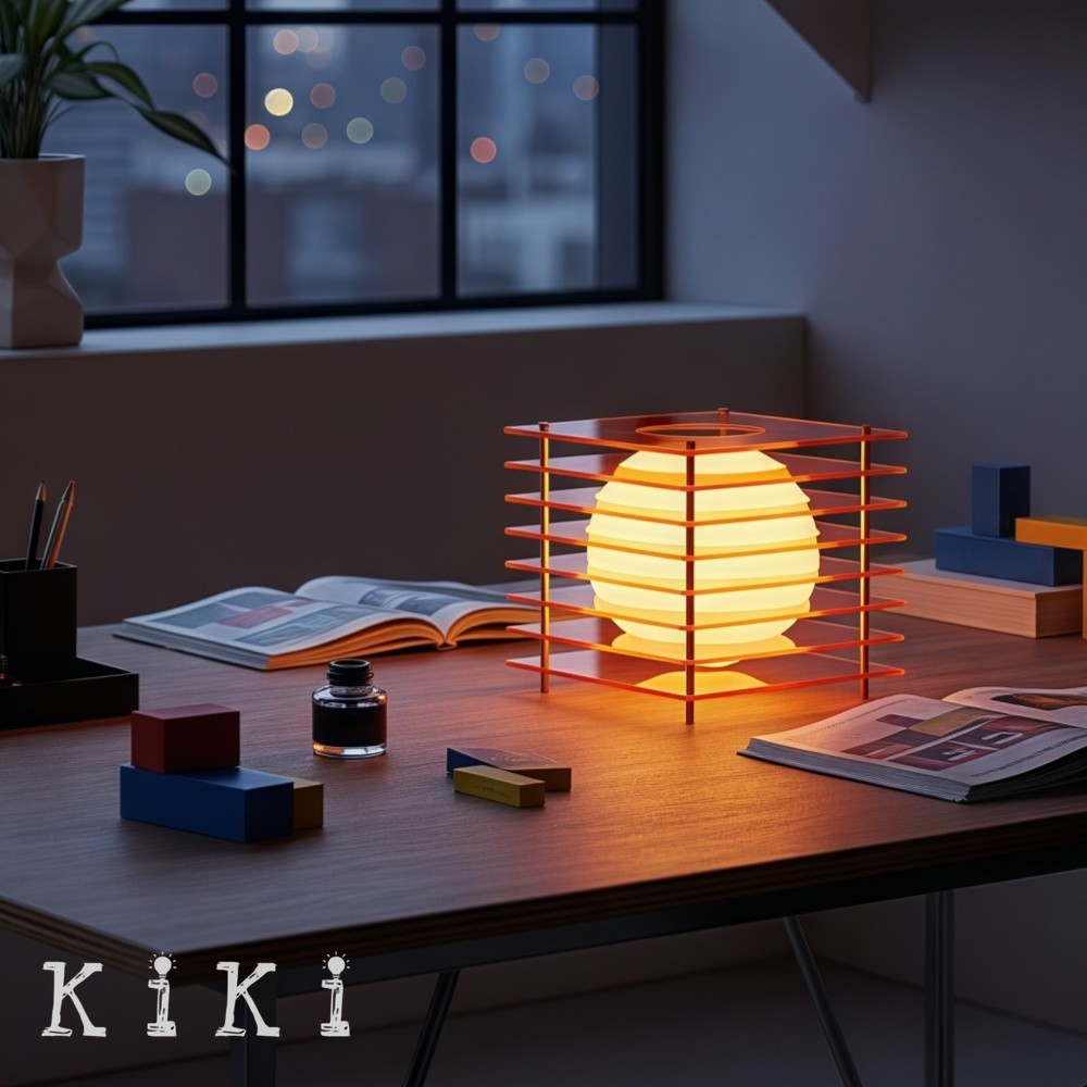 Afterglow Geometric Cube Sphere Table Lamp - Modern Acrylic Accent Light for Bedroom Decor K2078