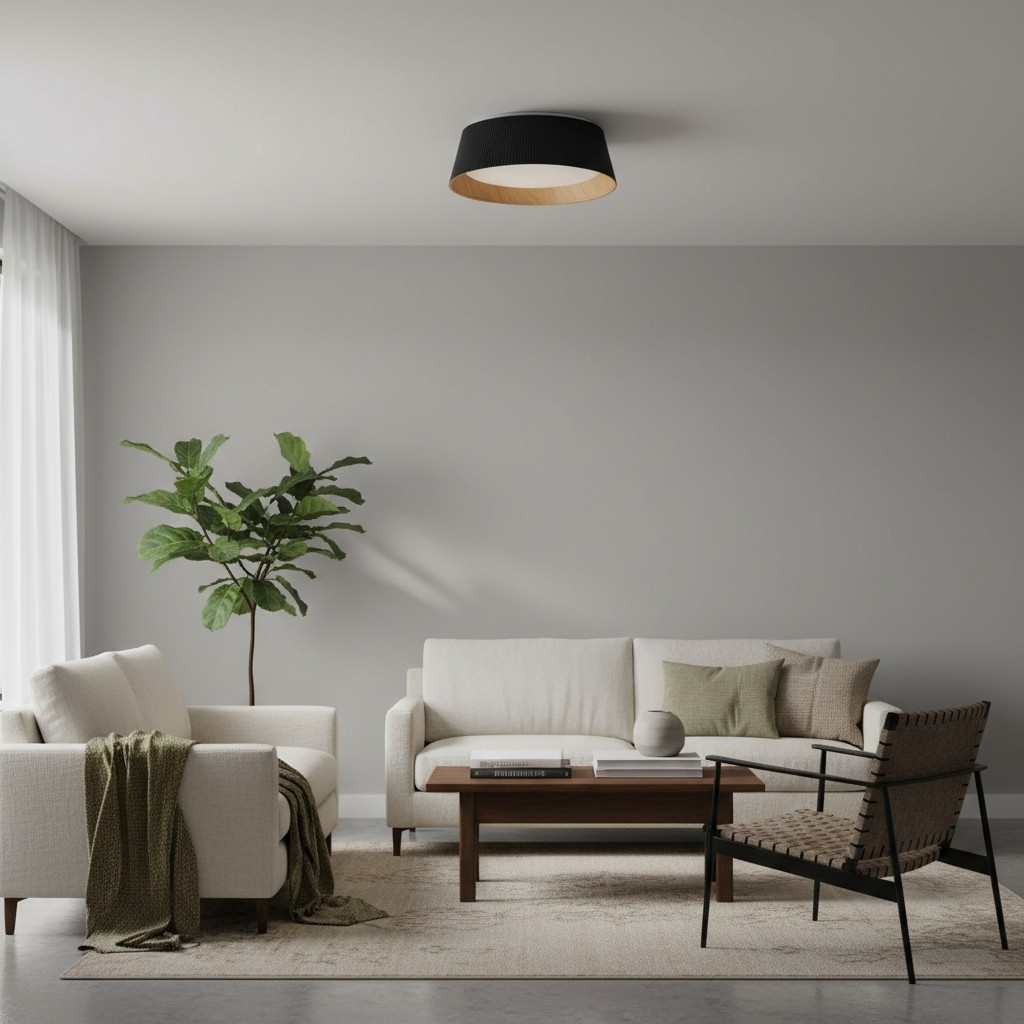 Ribravo Modern Ribbed Textured Shade Ceiling Lamp - Modern Minimalist Lamp for Living Room K2327