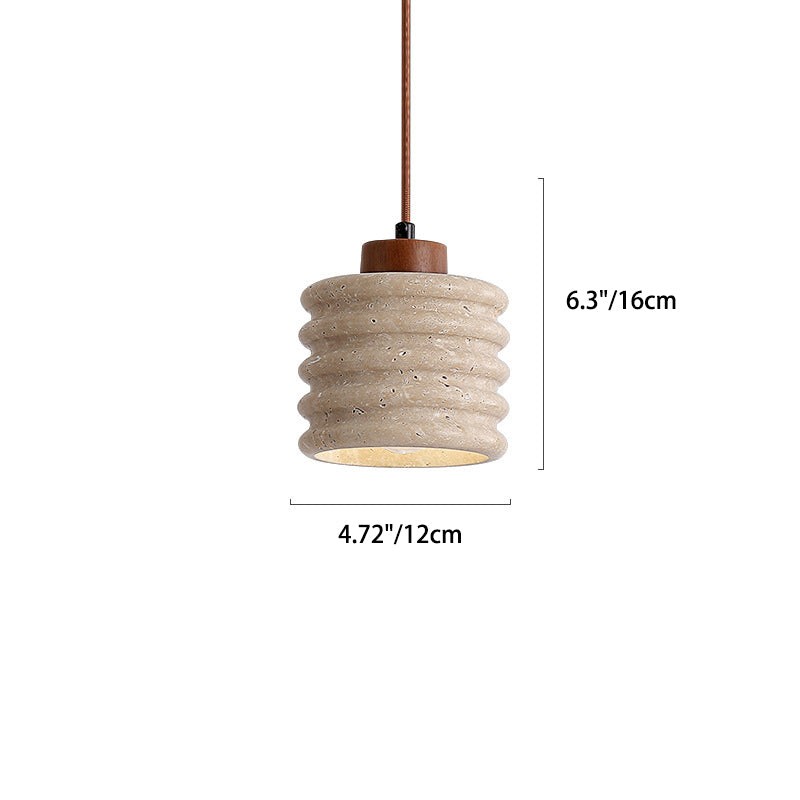 Traditional Retro Cylindrical Solid Wood Pendant Lamp K724