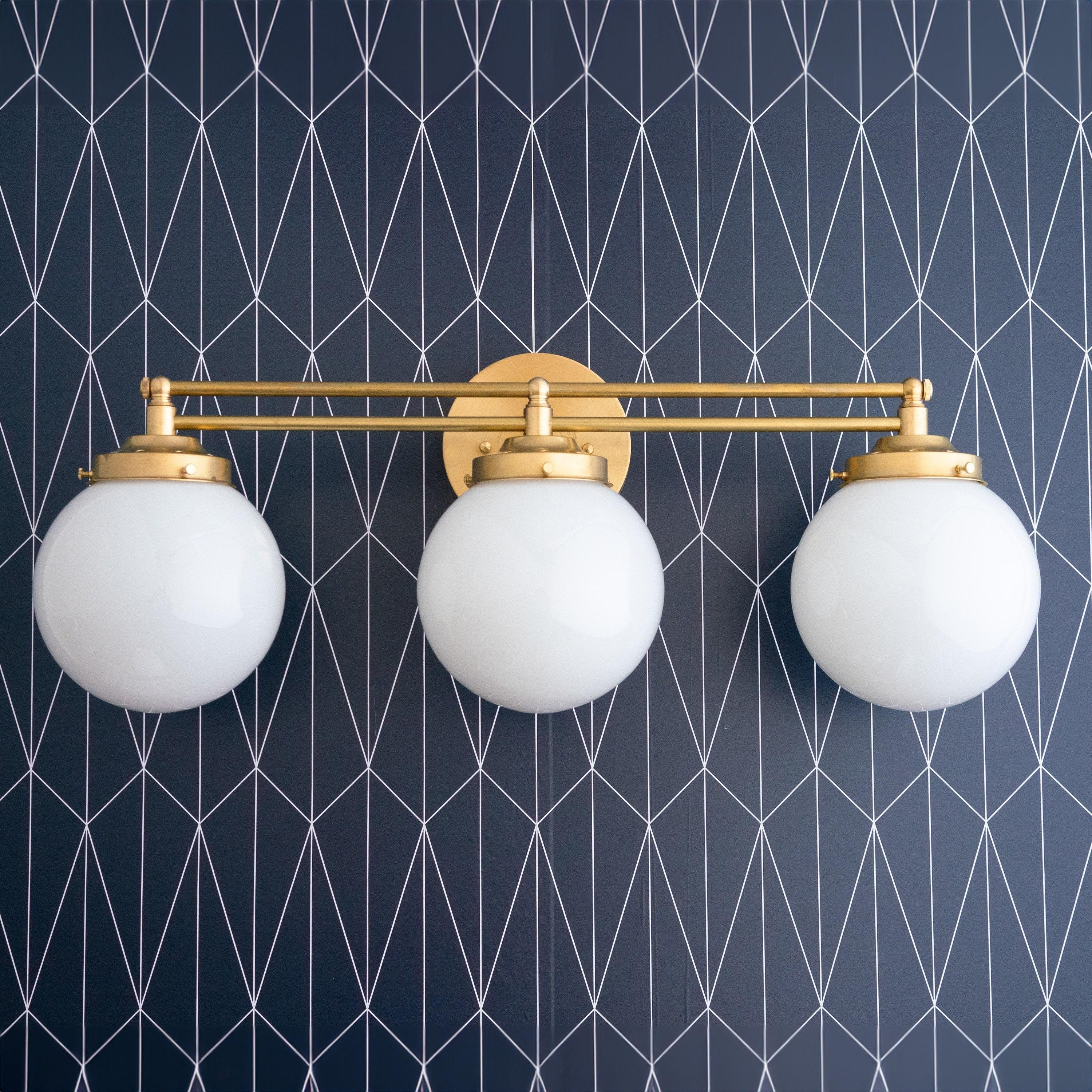 Glorica Glass Contemporary Vanity Light - 3 Light Globe Bathroom Fixture Opal Glass K1515