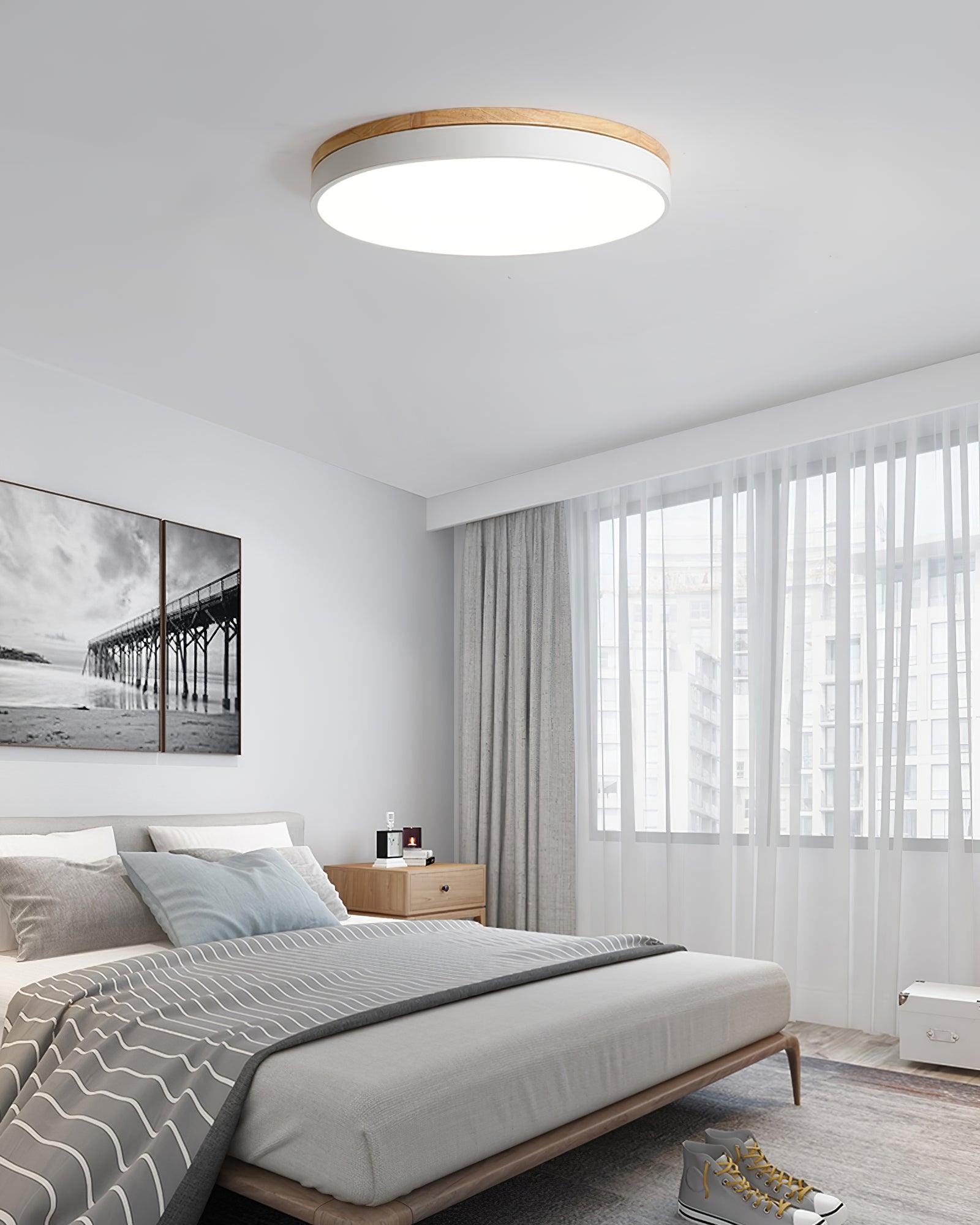 White Round Wooden Ceiling Lamp K772