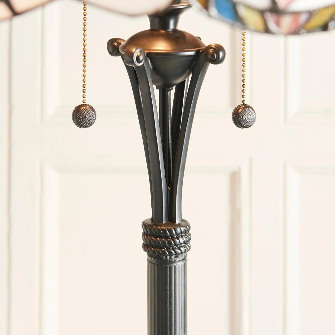 TF Sullivan Tiffany Floor Lamp - Floral Stained Glass Design for Study or Living Room K1828