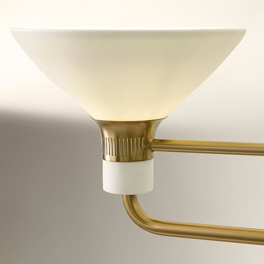Calvor Linear 2 Light Chandelier - Porcelain Shades and Bronze Finish K1351