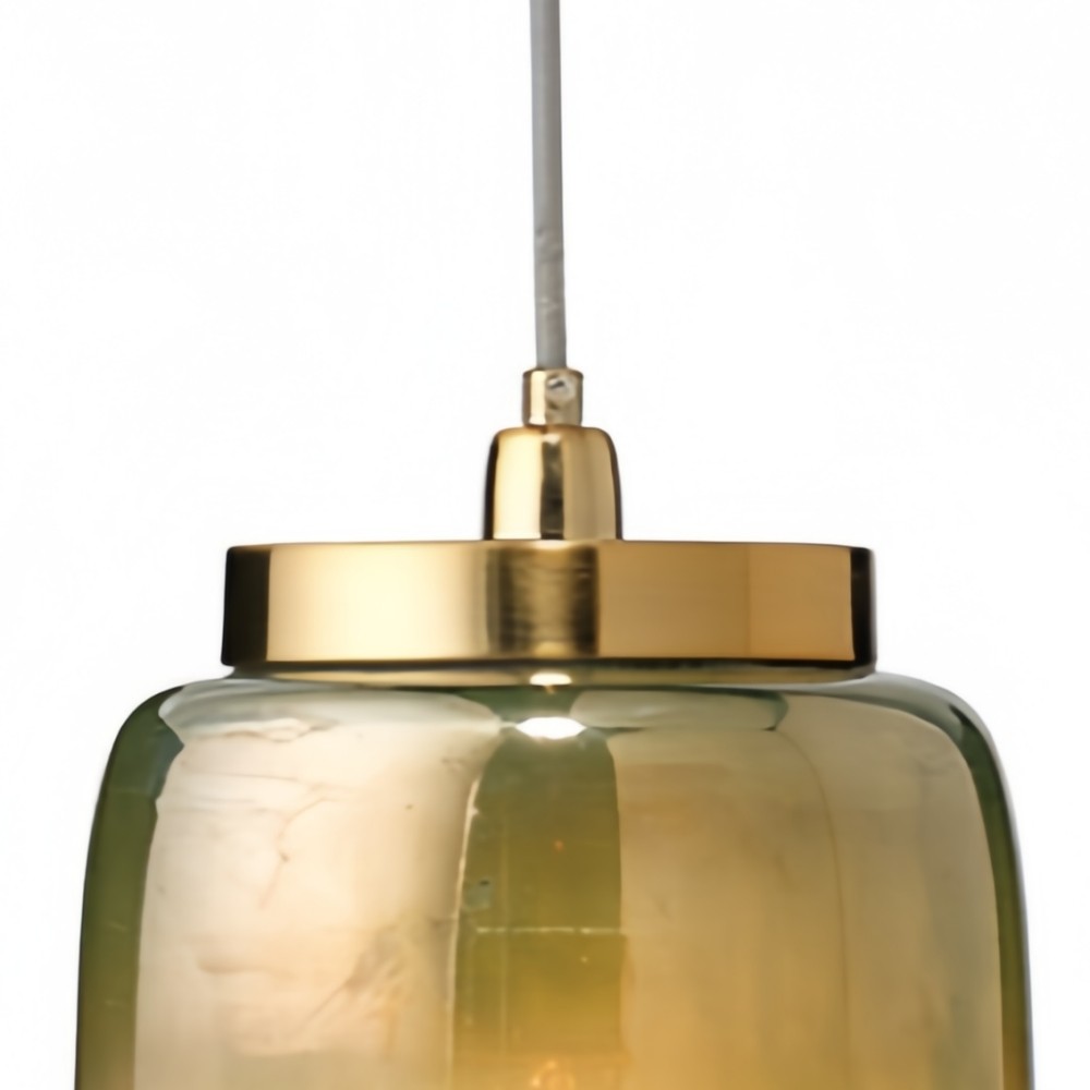 Helvo Green and Gold Pendant Light - Stylish Glass Lamp for Interiors K1204