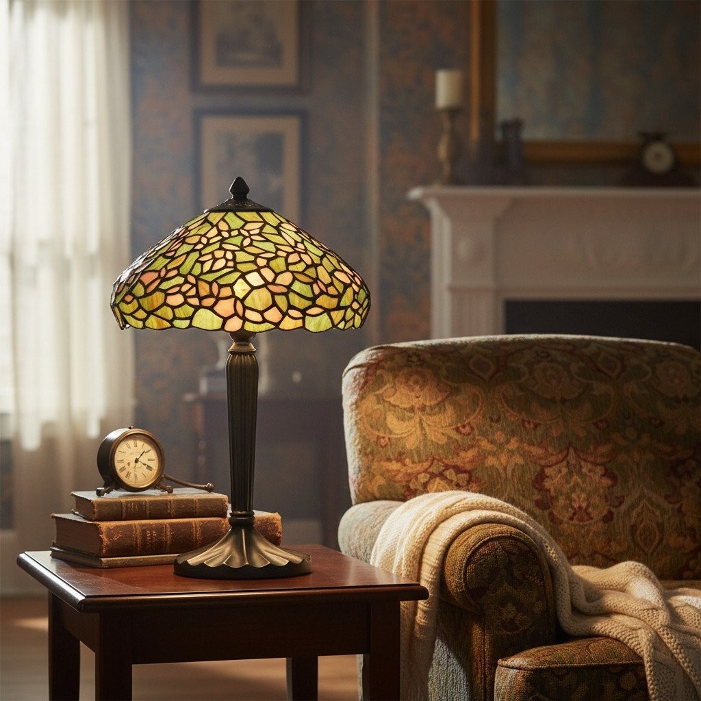 TF Sorenia Table Lamp - Warm Stained-Glass Floral Art-style Lamp K1860