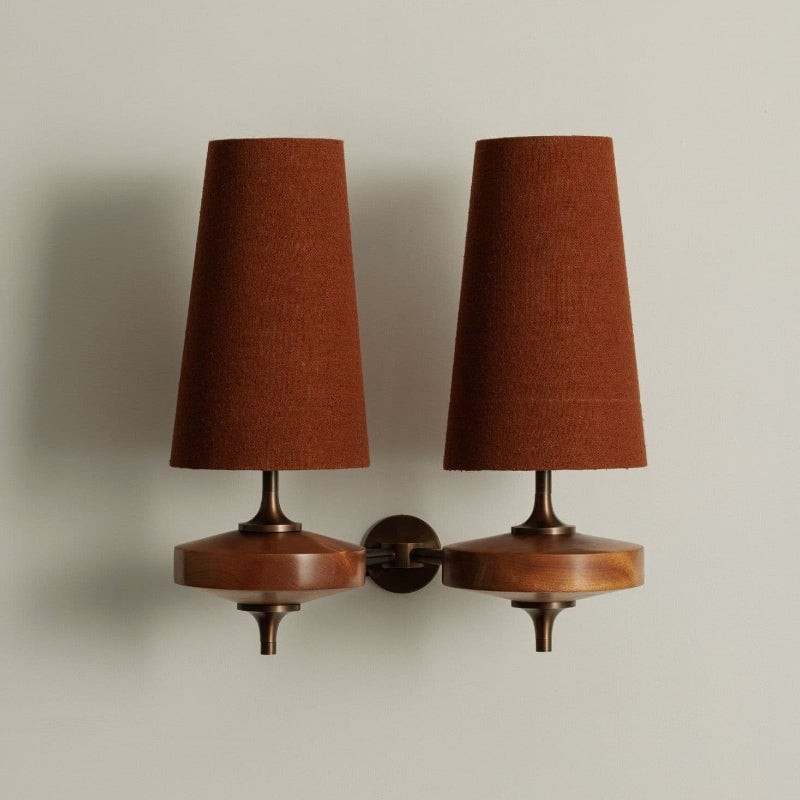 Hour Retro Wood Metal Wall Lamp – Elegant Fabric Accent Lighting for Living Spaces K1208