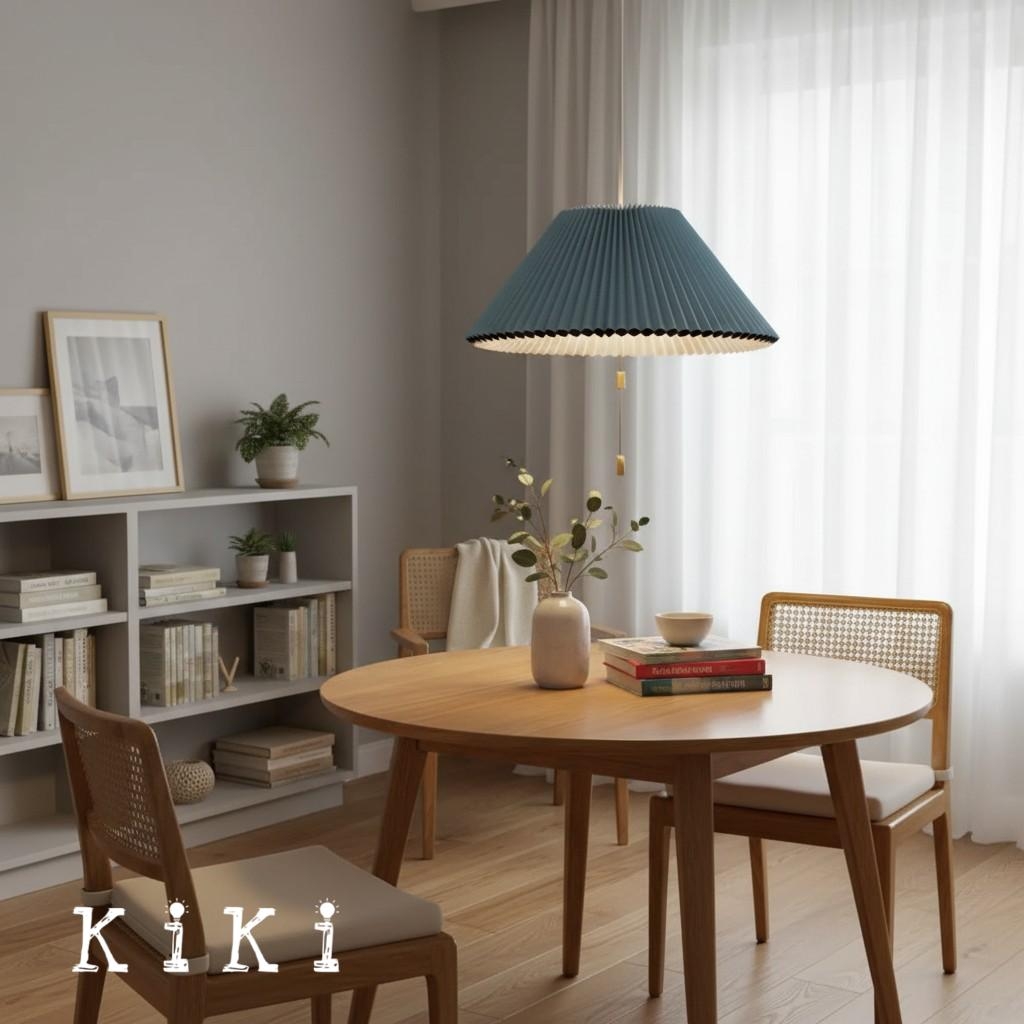 Retractable Pleated Pendant Light - Retro Paper Pendant Lamp for Dining Room K798
