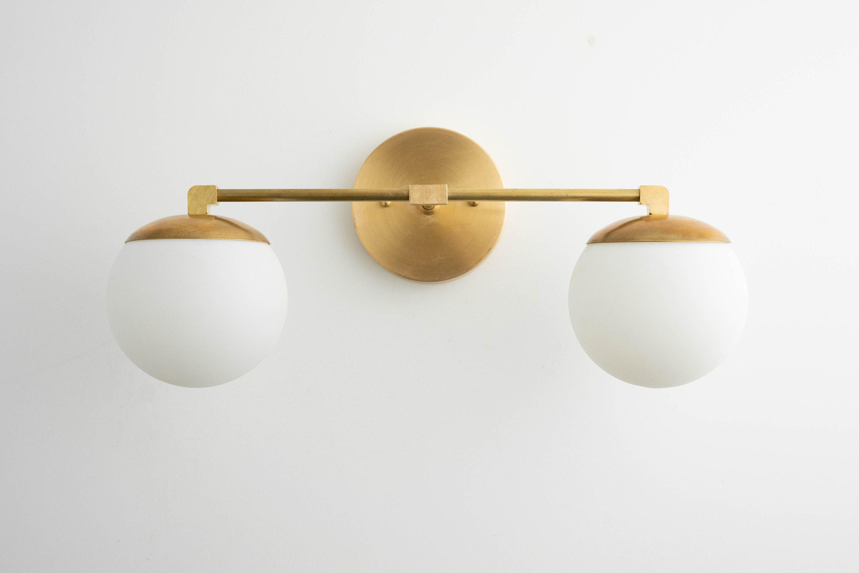 Glorica Glass Vanity Light - Art Deco Brass Wall Globe Fixture Modern K1521