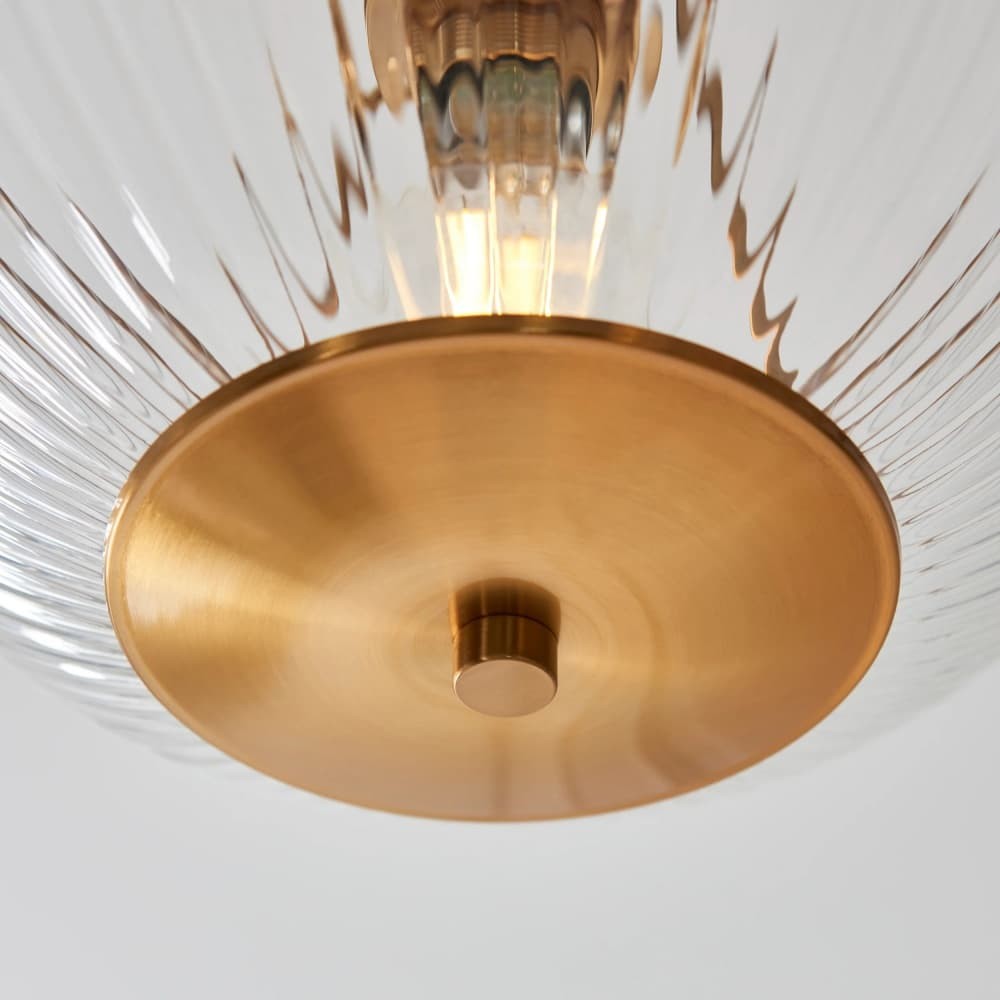 Luntra Ribbed Glass Uplighter Flush - Elegant Ceiling Light for Hallways K1937