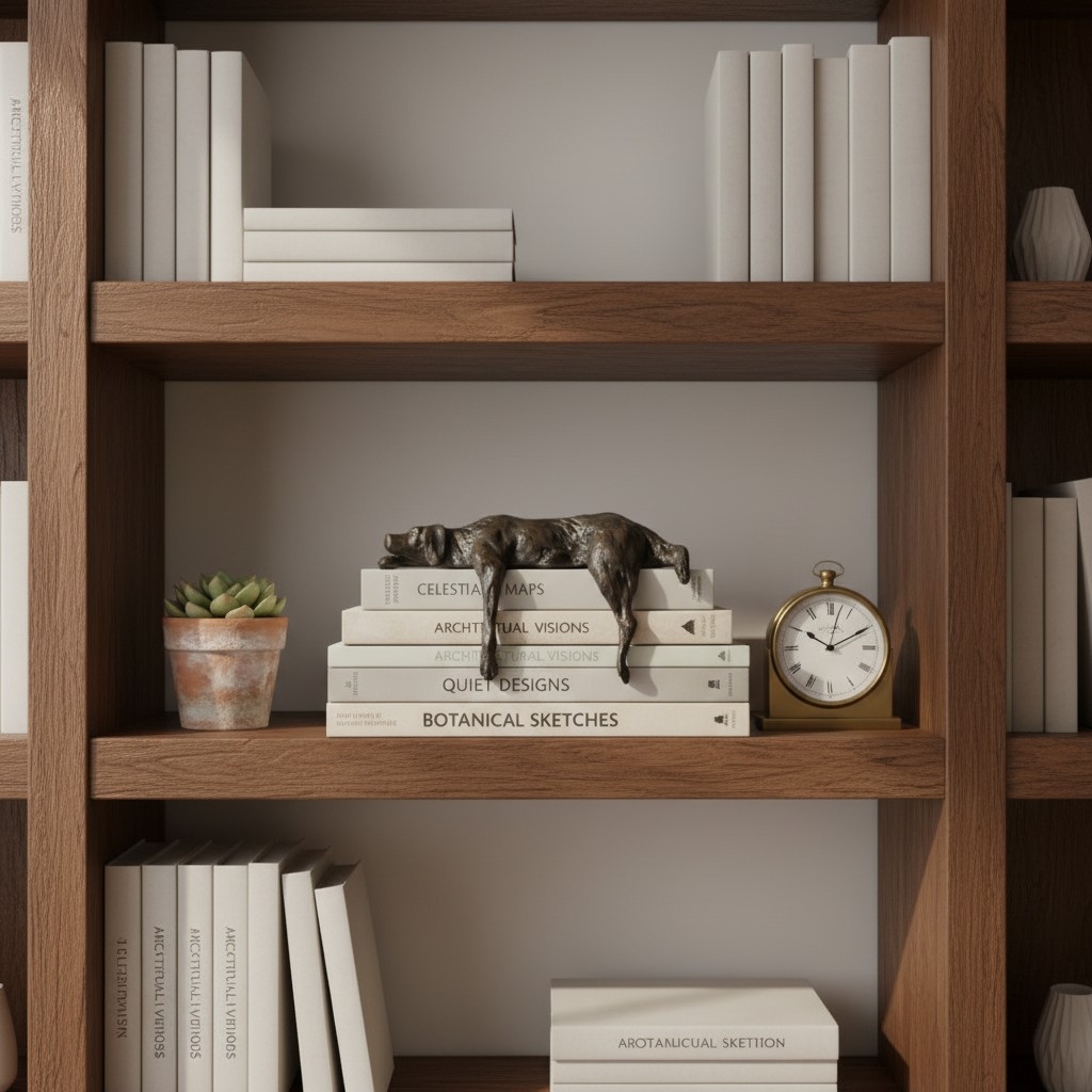 Floxo Artistic Desk and Shelf Figurine - Thinker and Lazy Dog Design for Bookshelves and Tables K2361