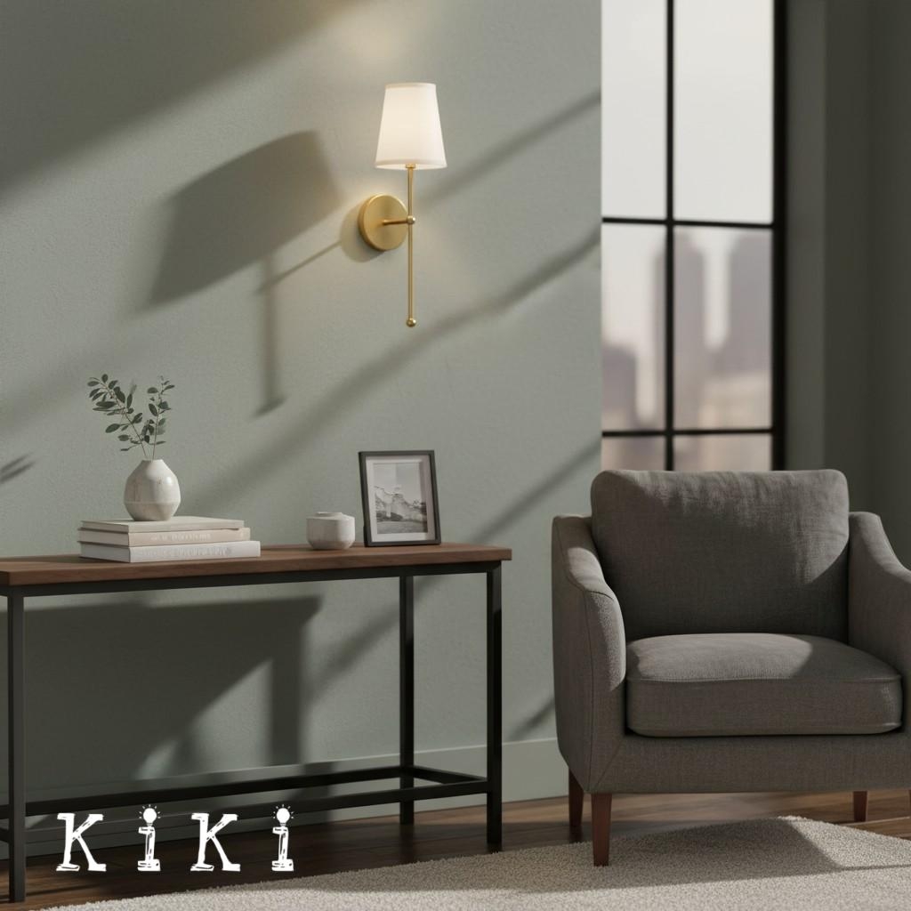 Meshara Elegance Modern Brass Fabric Wall Lamp - Indoor Lighting for Bedroom K834