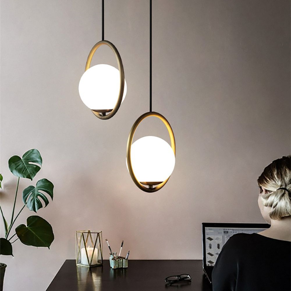 Minimalist Mila Pendant Lamp - Oval Hanging Light for Bedroom Bedside