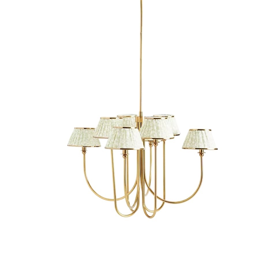 Ruchee Chandelier - Layered Fabric Shade Brass Ceiling Light for Dining or Living Spaces K1657