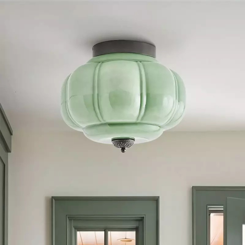 Eloise Retro Milk Glass Semi Flush Mount Ceiling Light K868