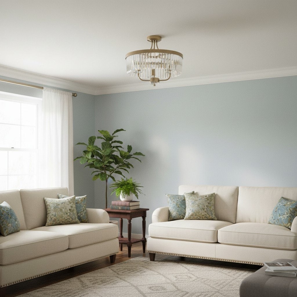 Beveline 3 Light Round Semi Flush - Faceted Cut Glass Shade Metal Finish for Hallways and Bedrooms K1849