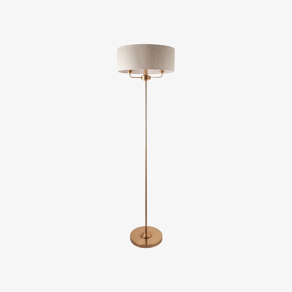 Tela Drum Shade Floor Lamp - Contemporary Fabric Standing Lamp for Home Office K2014