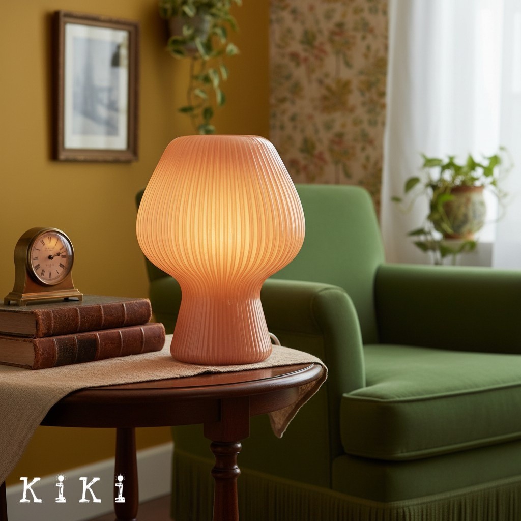 Nera Ribbed Glass Lantern Table Lamp - Retro Design for Bedroom and Living Spaces K2203