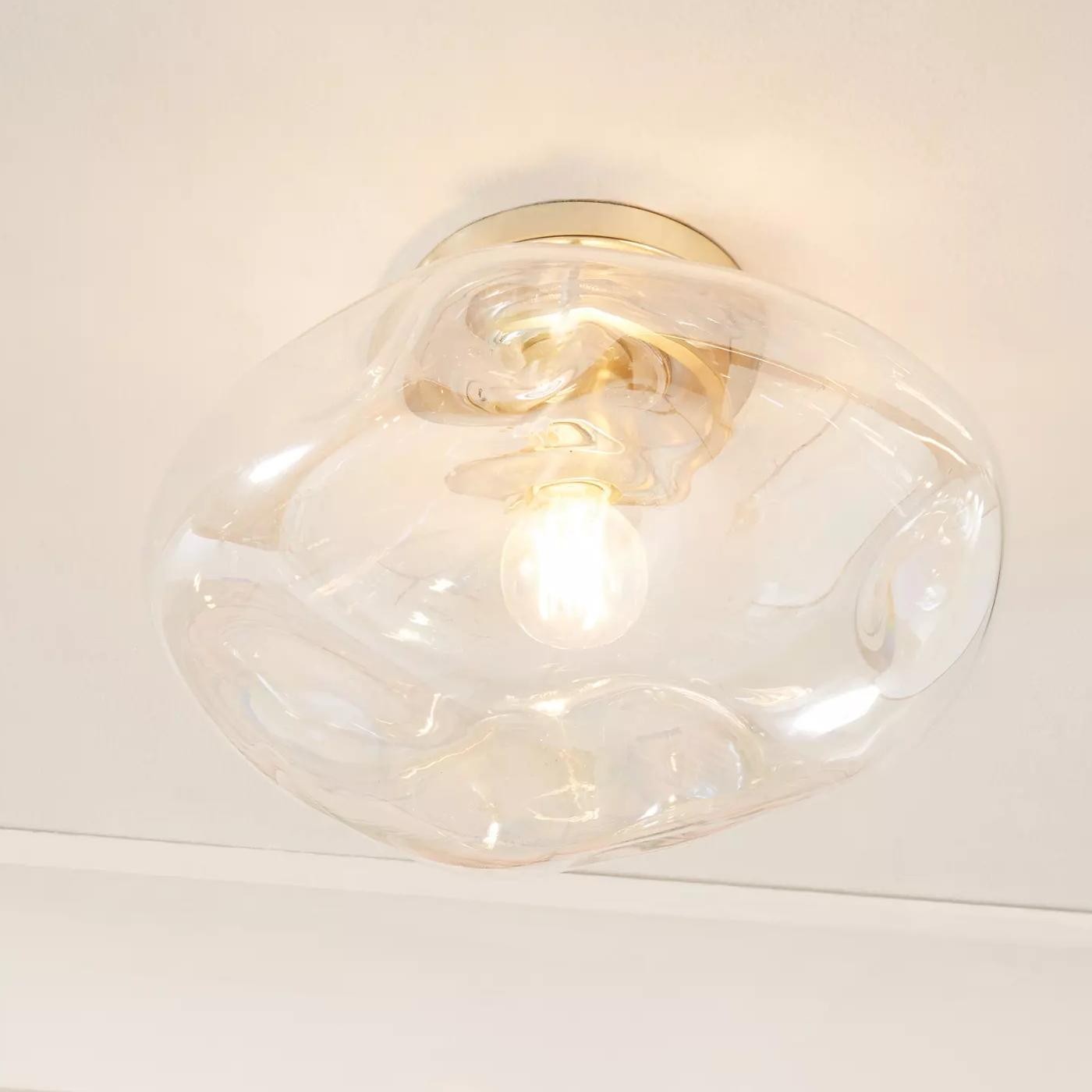 Lightail Flush Mount Ceiling Light - Iridescent Glass with Brass Base K1213