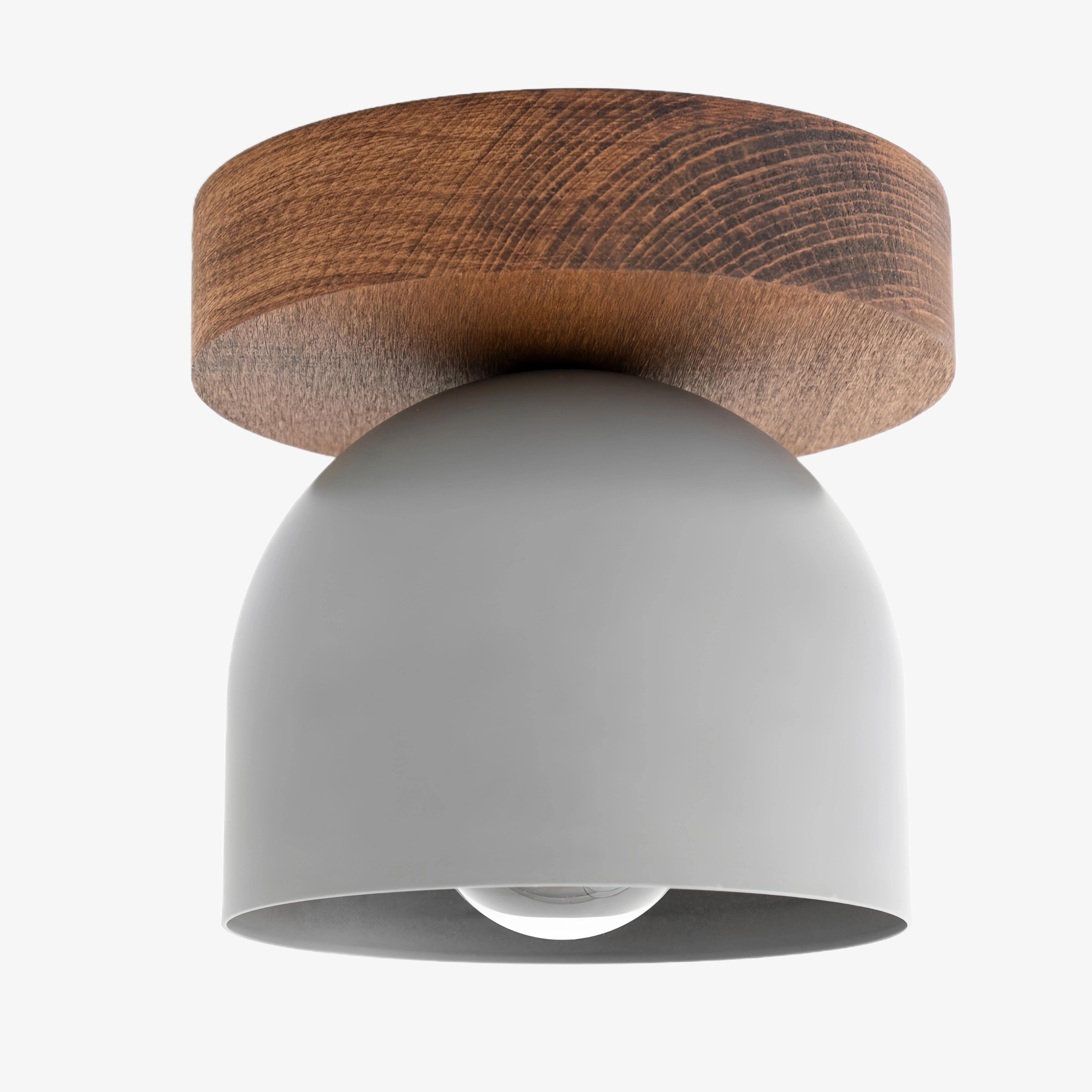 Metio Dome Flush Mount Ceiling Light - Oak Finish with Metal Shade K1421