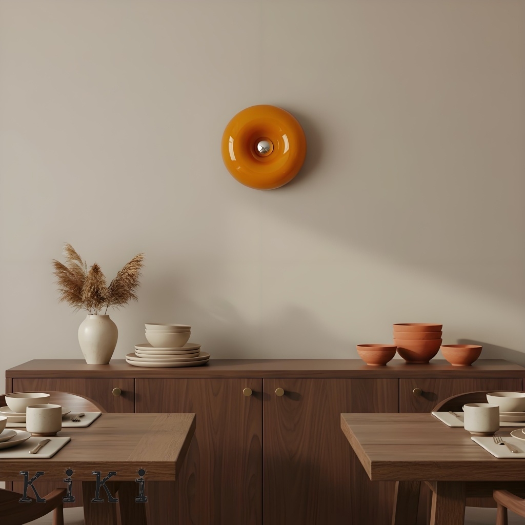 Bauhaus Round Table and Wall Lamp - Stylish Donut Led Lighting for Bedroom K46