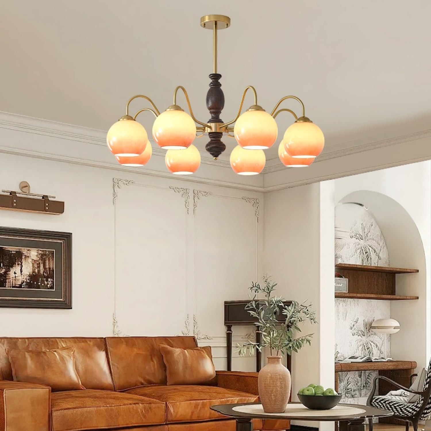 French Medieval Style Caramel Orb Chandelier K292