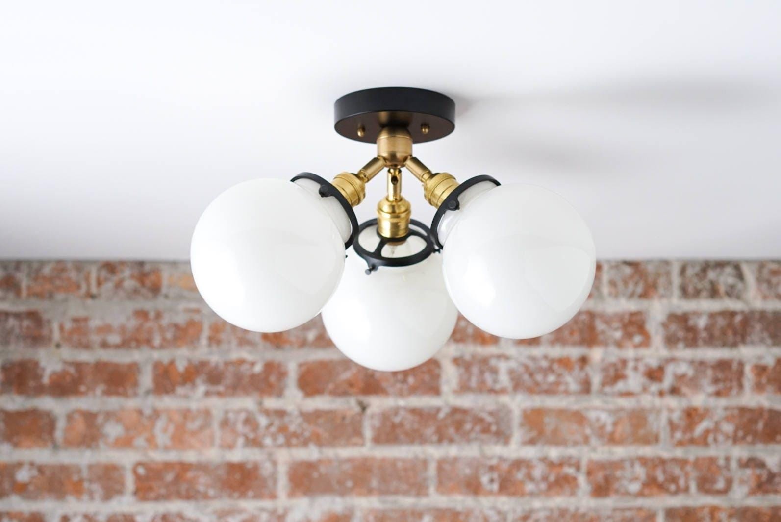 Glorica Glass Globe Light - Mid Century Semi Flush Ceiling Lamp K1517