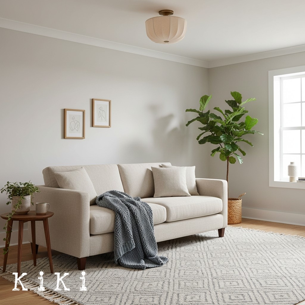 Loomis Linen Flush Mount Ceiling Light - Modern Fabric Shade for Living Room K2057