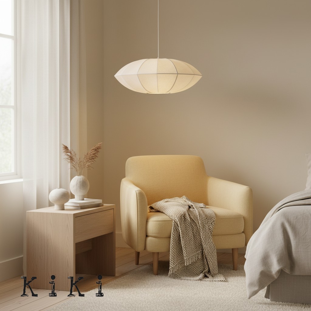 Scandinavian Textile Bubble Pendant Light – Warm Ambient Illumination K127