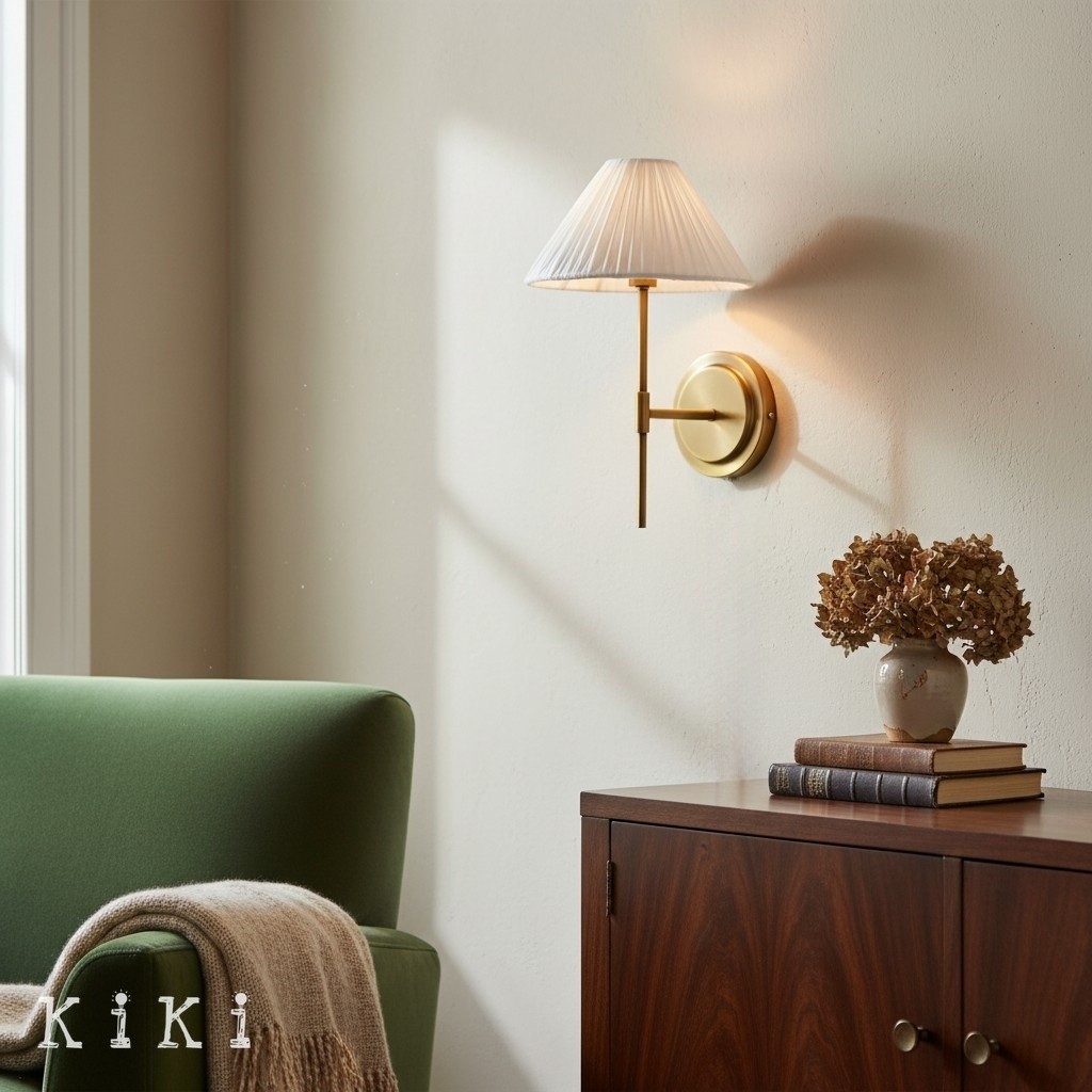 Blossine Scalloped Linen Shade Wall Light - Classic Sconce for Bedroom K1572
