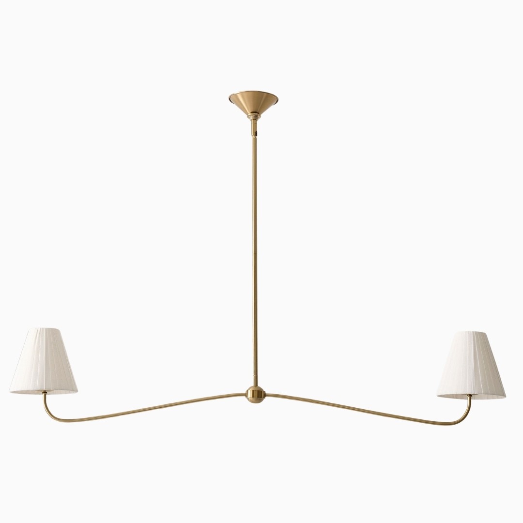 Fibura Modern Multi-Light Chandelier – Sleek 2 or 6-Light Design with Linen Shades K1407