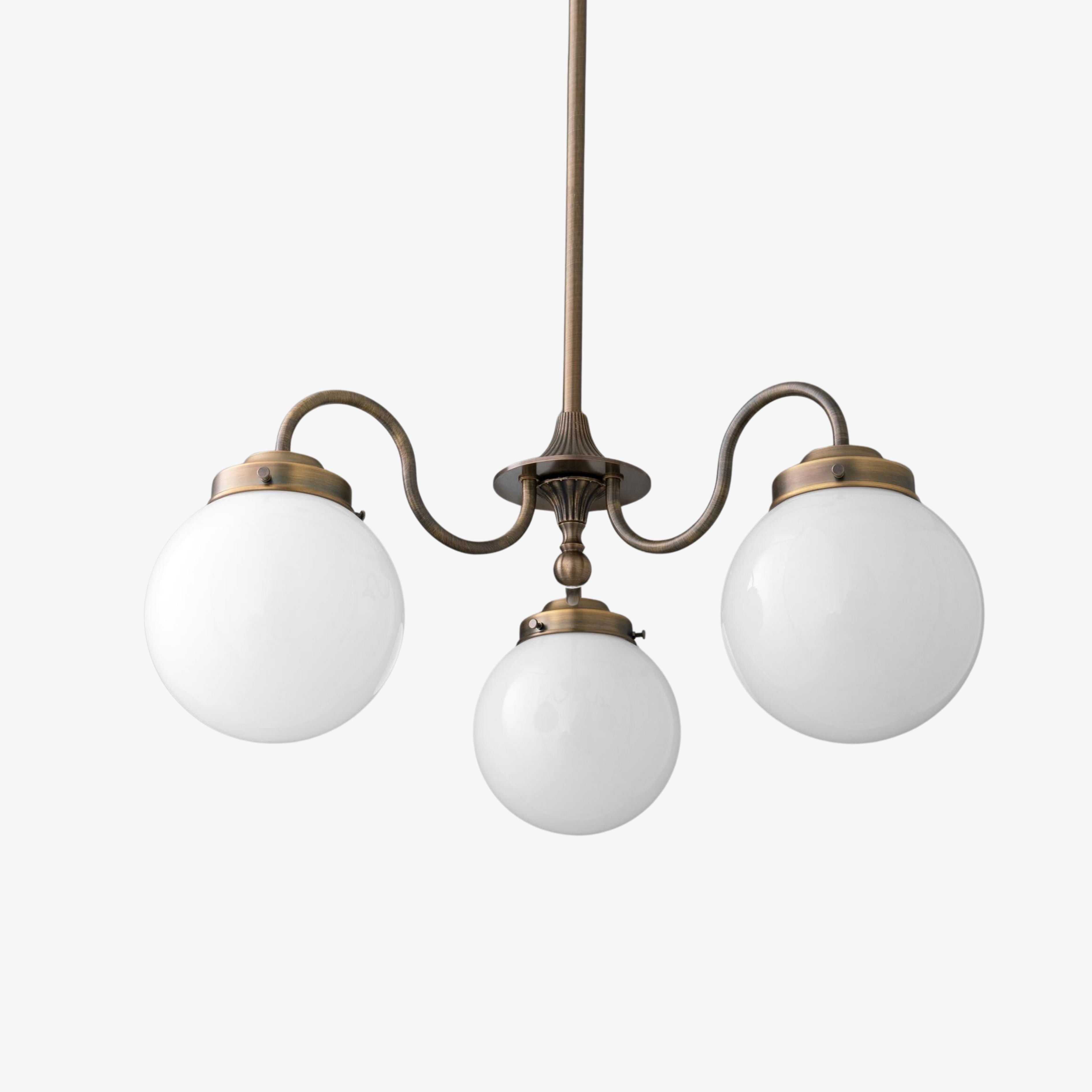 Glorica Glass Vintage Globe Chandelier - Brass 3-Light Frosted Glass Hanging Fixture K1496