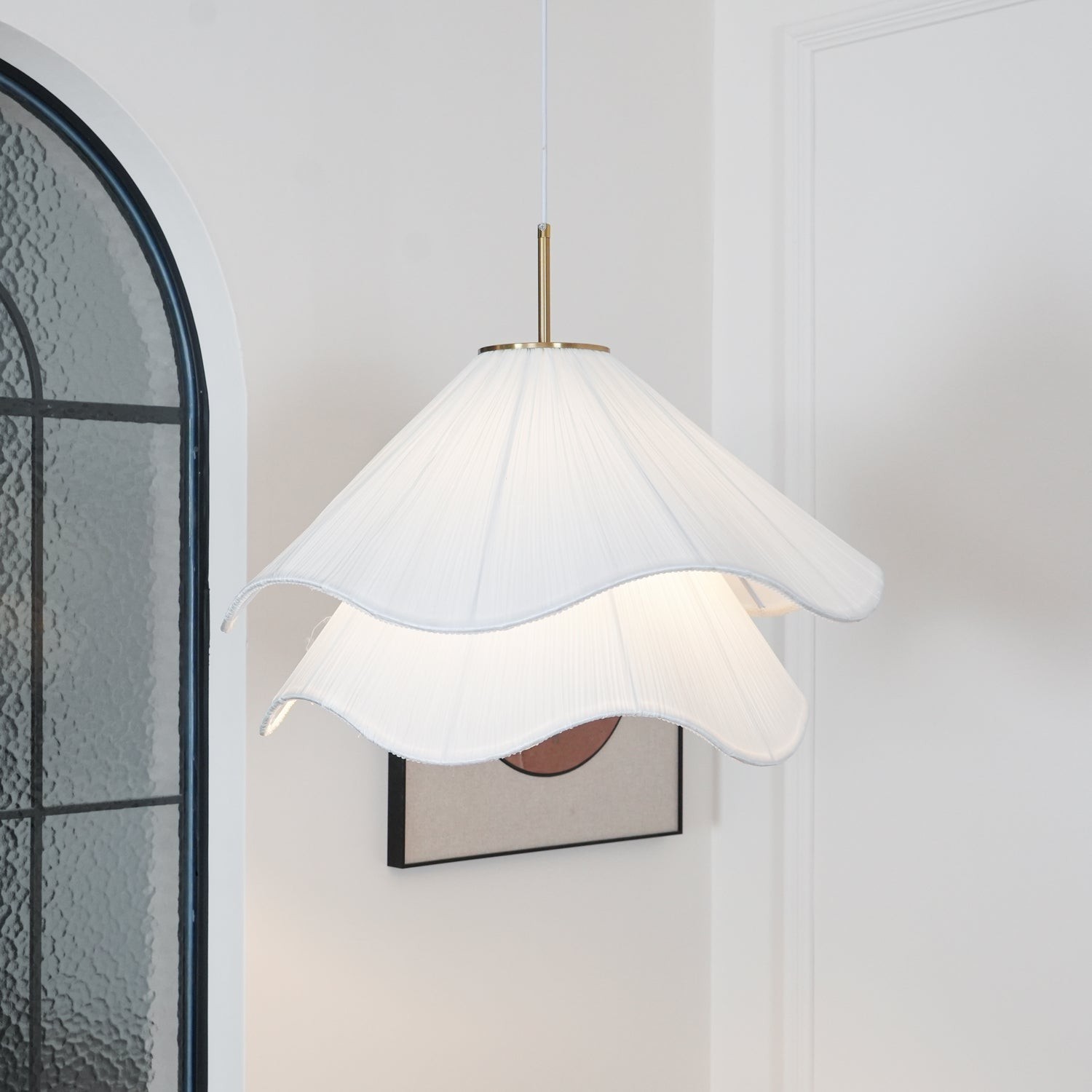 White Layered Pleats Pendant Lamp K437