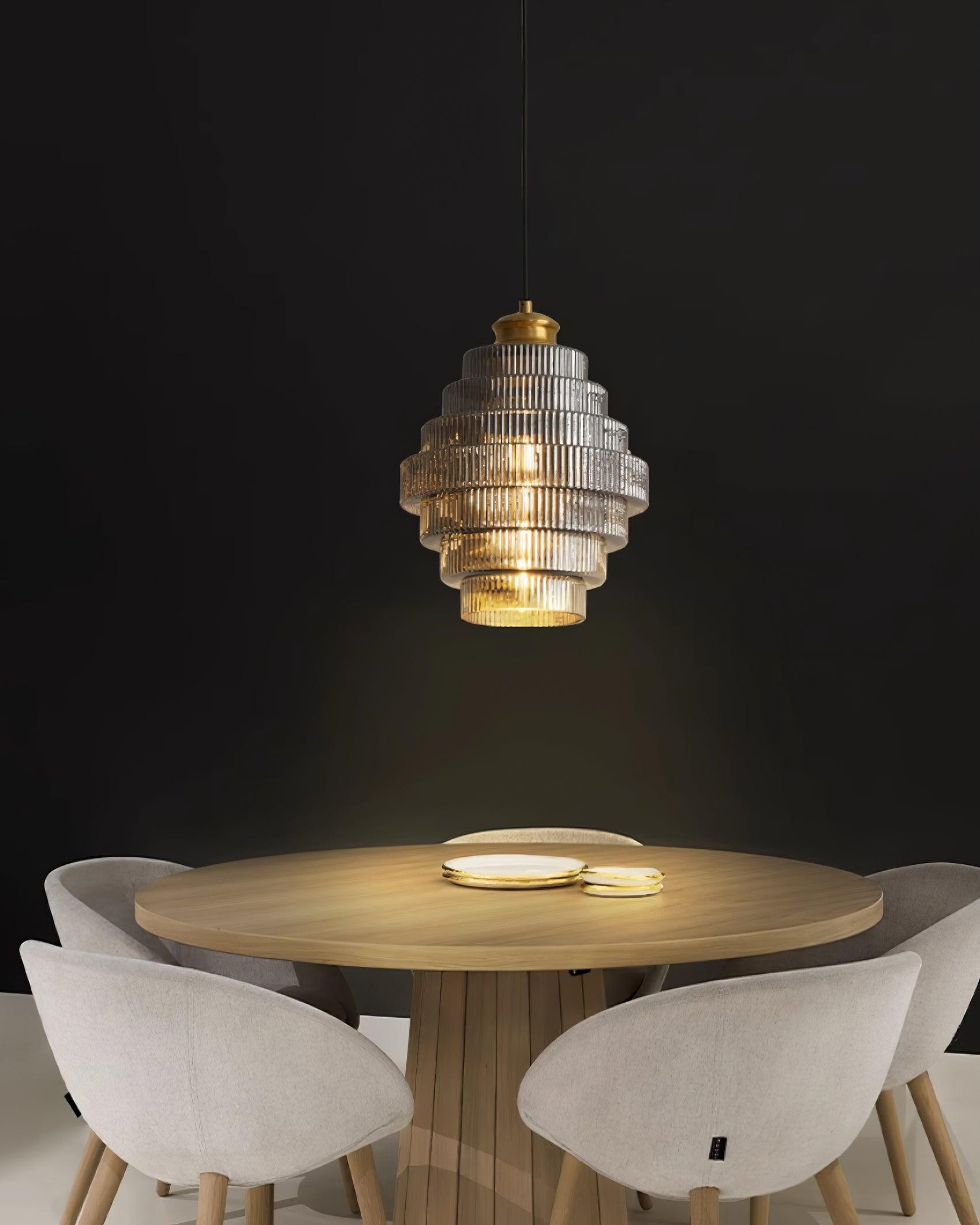 Bottis Minimalist Glass Pendant Lamp - Stylish Layered Hanging Light for Dining Table K469