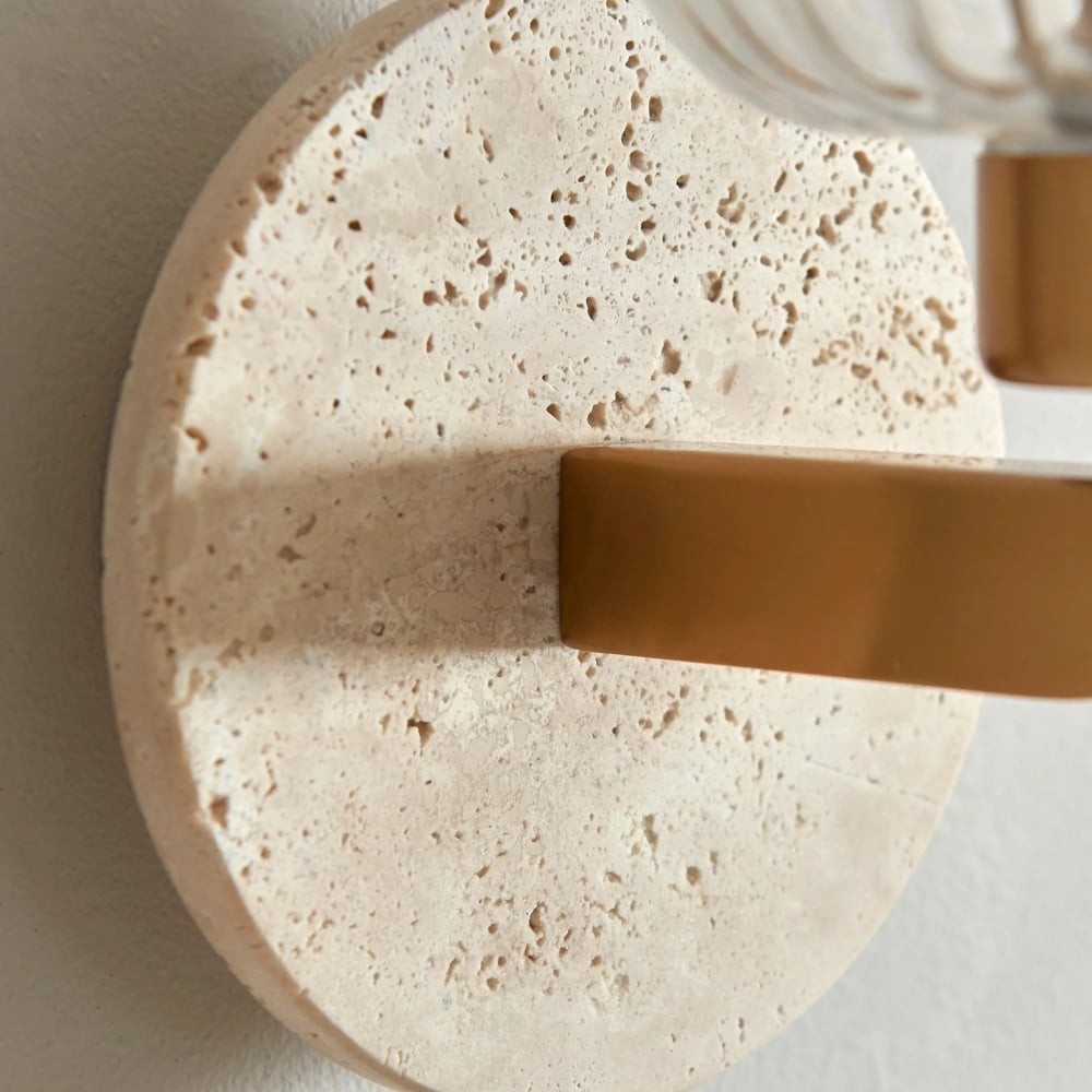 Korlisse Modern Marble Wall Light - Vintage Brass & Clear Glass Accent for Living Room and Hallway K1918