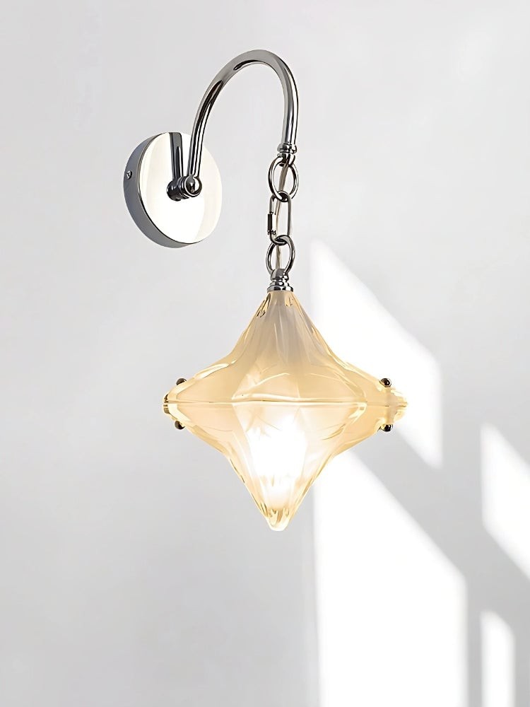 Art Deco Star Wall Sconce - Frosted Glass Light for Hallway - Astris Selene K1558