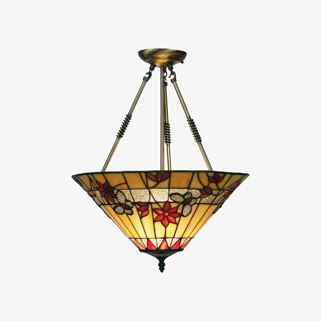 TF Butterfly Pendant Light - Stained Glass Pendant in Art Nouveau Style K1899