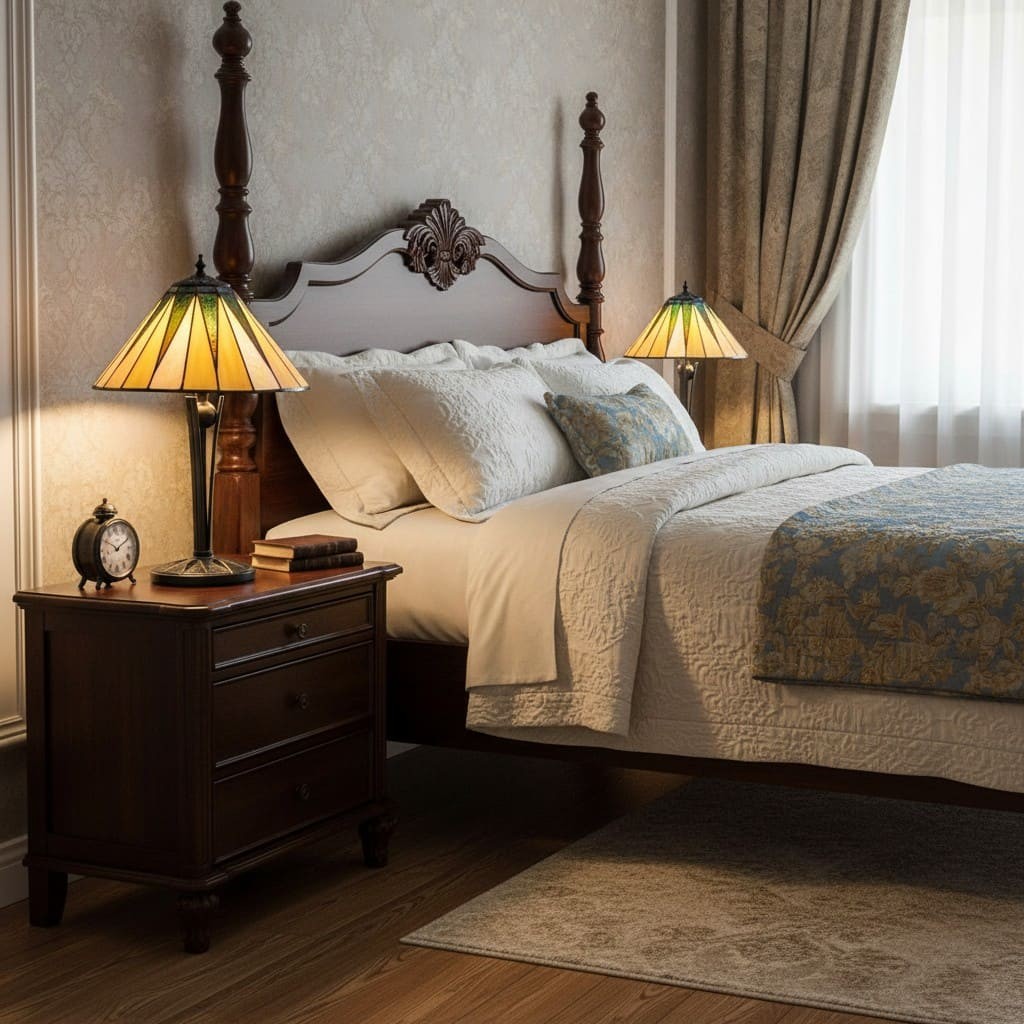 TF Dark Star Tiffany Style Geometric Shade Table Lamp for Bedroom and Accent Lighting K1943