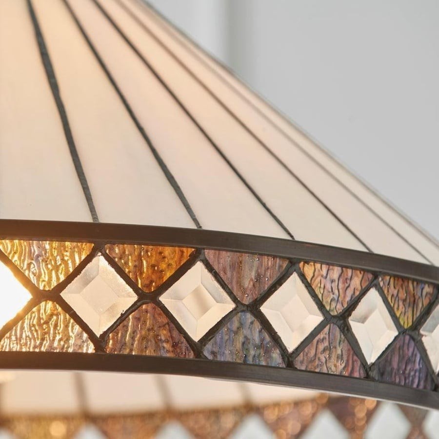 TF Fargo Pendant Light - Tiffany Style Lighting with an Art Deco Shade and Adjustable Chain K1938