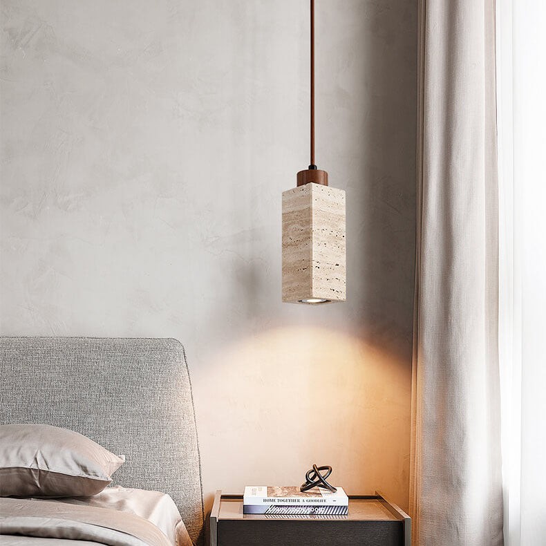 Wabi Sabi Solid Wood Stone Pendant Light K845