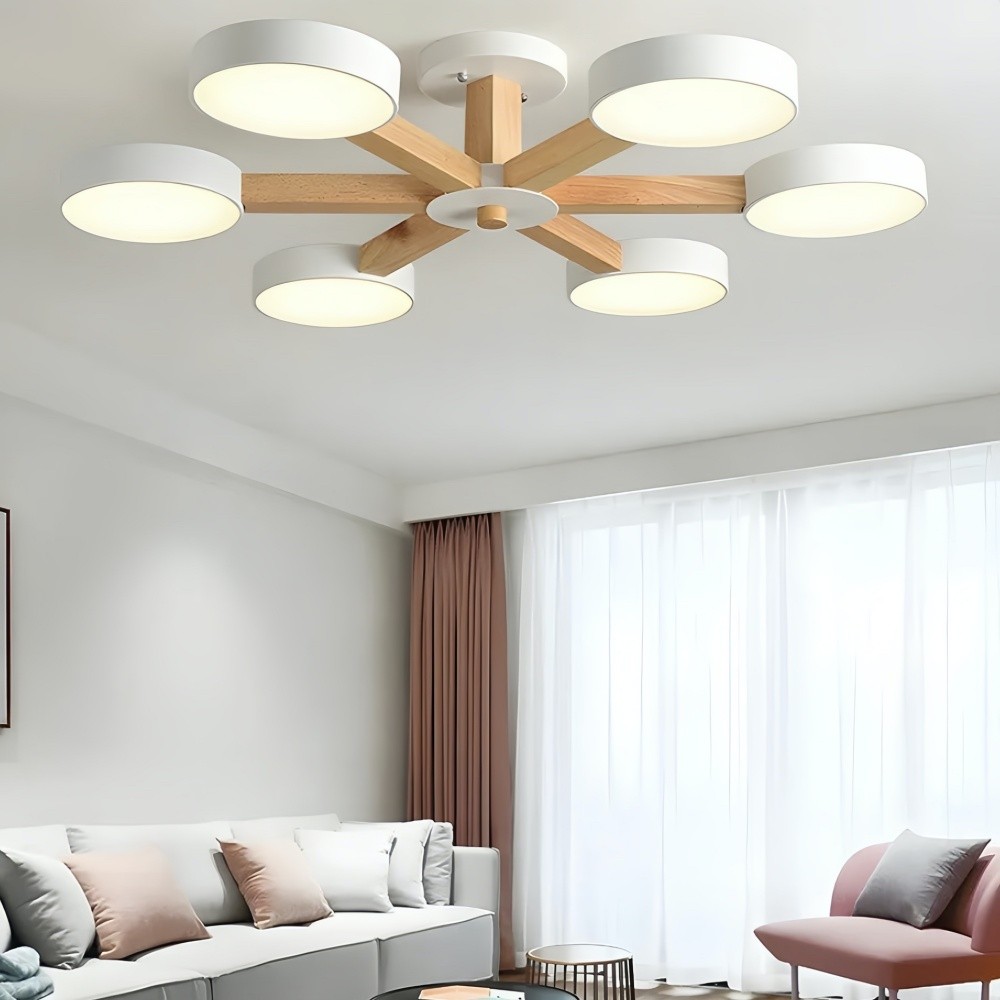Multiple Round Wood Branched Ceiling Lamp K938