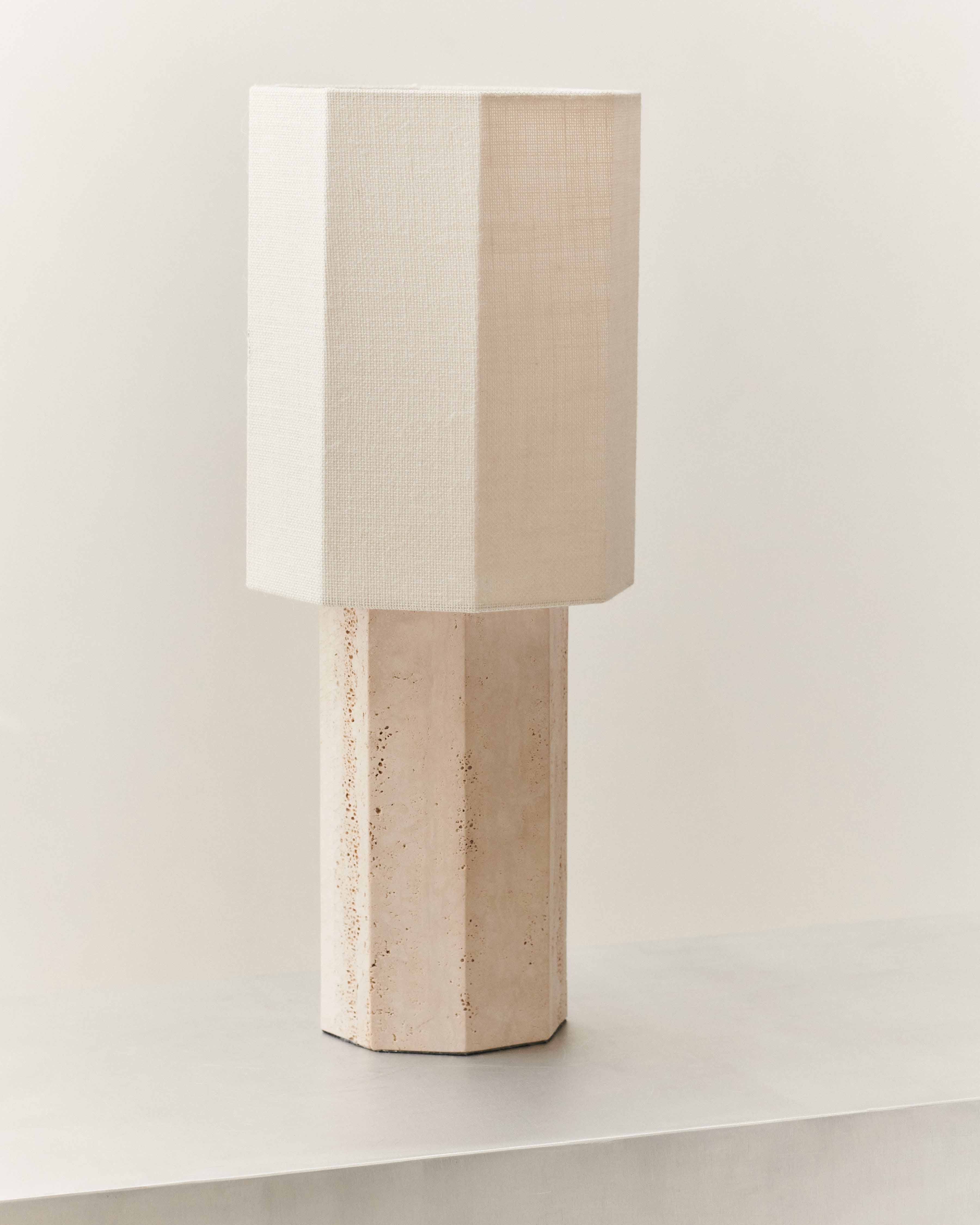Octagonal Travertine Stone Table Lamp K880