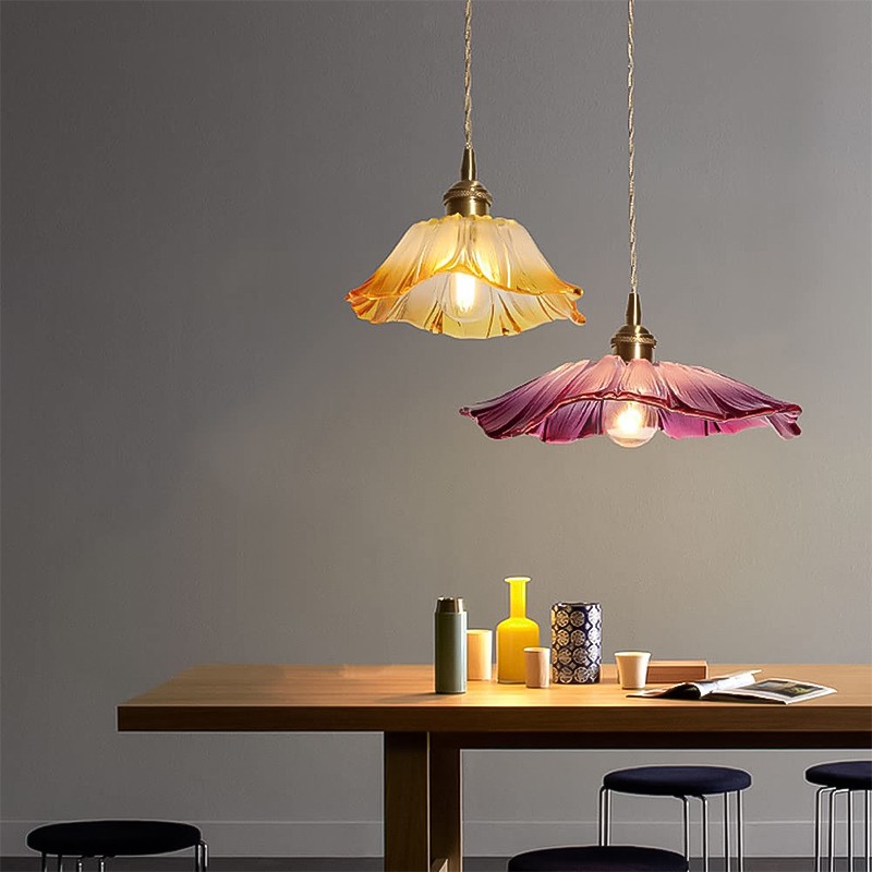 Lotus Retro Glass Pendant Light For Kitchen